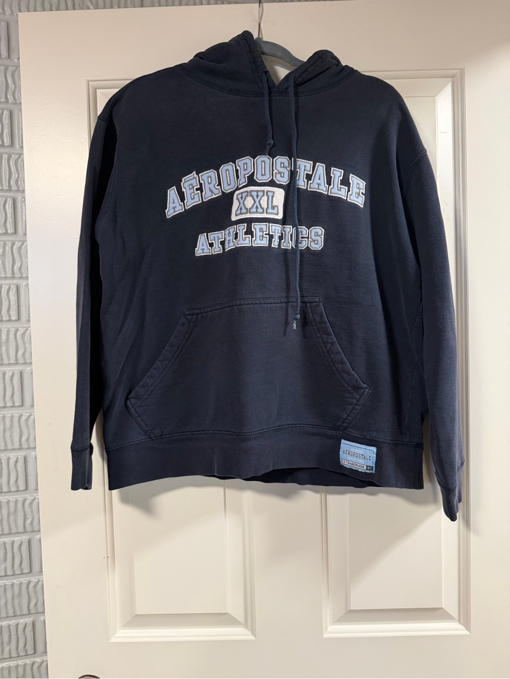 Vintage Aéropostale Hoodie Sweatshirt | Navy Logo | Size Medium | Y2K